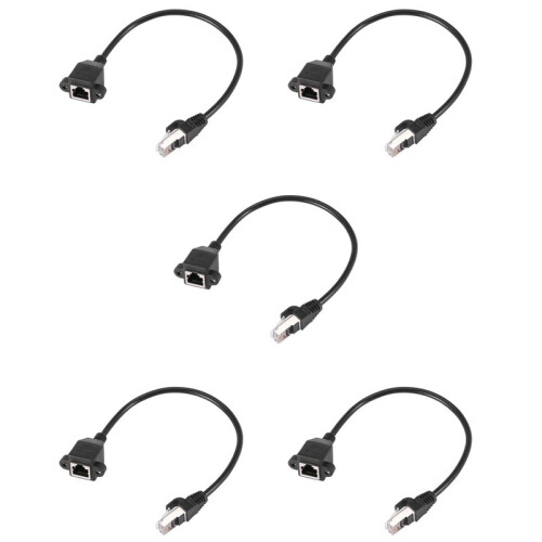 5X RJ45 Female to Male Adapter Network Extension Cable Panel Mount 27cm 1