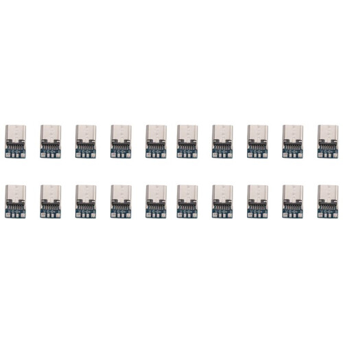 20 Pcs USB 3.1 Type C Connector 14 Pin Female Socket Receptacle Through Holes PCB 180 Vertical Shield USB-C1