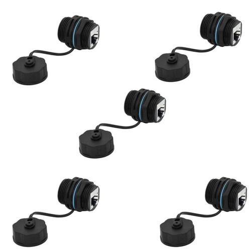 25PCS Panel Mounting RJ45 Waterproof Connector Ethernet LAN Cable Connector Double  Adapter with Dust Cap 1