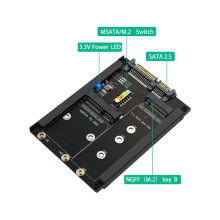 2X Carte Adaptateur 2 en 1 MSATA + B Key/B+M Key M.2 SSD Vers 2,5 avec Prise de Boîtier pour M2 NGFF SATA3 2230 2242 2260 2280
