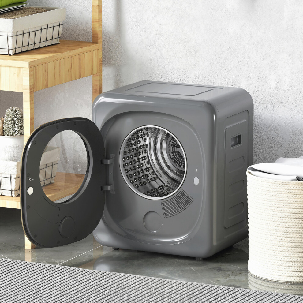 Homcom Compact Dryer Machine With 5 Modes, 4Kg Small Tumble Dryer, Grey
