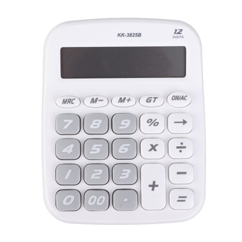 Large White Battery-Powered Desktop Calculator with Big Buttons 1