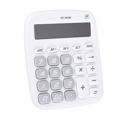 Large White Battery-Powered Desktop Calculator with Big Buttons 2
