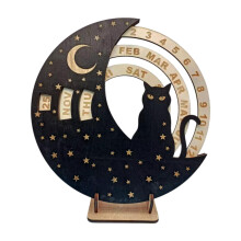 Wooden Perpetual Calendar Rotatable Moon Disk Calendar for Shelf Dinin