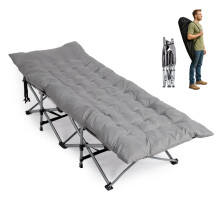 Folding Outdoor Camping Cot Bed w/ Soft Pad for Home Office Nap Beach Travel