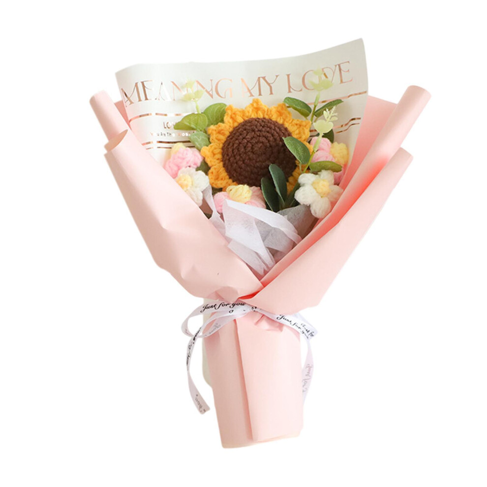 Sunflower Knitted Flower Bouquet Crochet Flowers for Birthday Wedding