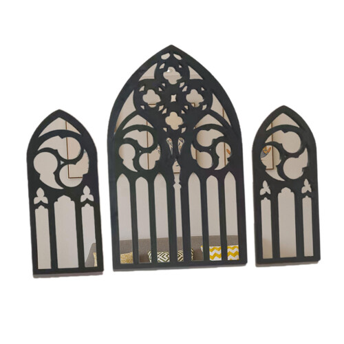 3 Pieces Gothic Wall Mirrors Baroque Wall Mirrors Rustic Small Mirrors