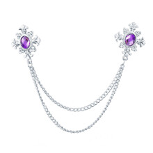 Men's Brooch Lapel Fashion Women Rhinestone Chain Brooch for Shirts Co