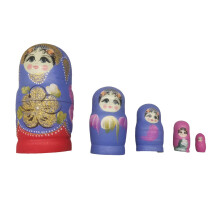 5 Pieces Matryoshka Doll Shelf Beautiful Crafts Stacking Doll Set Blue