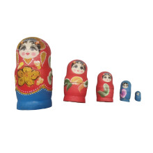 5 Pieces Matryoshka Doll Shelf Beautiful Crafts Stacking Doll Set Red