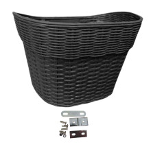 Bike Basket Durable Imitation Rattan Detachable Retro Style Handlebar