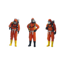 3x Standing Firefighter Figure Model Resin Character Doll School Proje