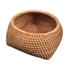 Round Rattan Fruits Bread Baskets Wicker Basket Tray for Dining Room K