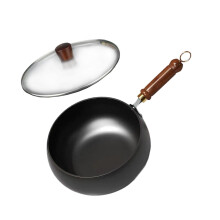 11'' Iron Wok Boiling Induction Cooker Flat Bottom for Hotel Home Rest