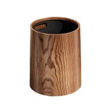 Wood Grain Trash Can Durable Modern Waste Bin for Powder Room Office L