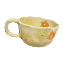 Breakfast Mug Durable Irregular Flower Milk Tea Cup for Office camping