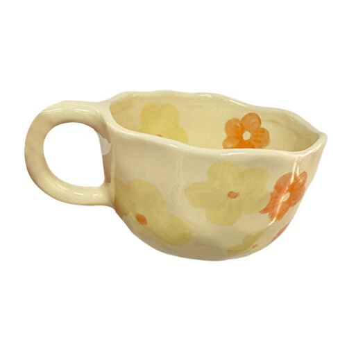 Breakfast Mug Durable Irregular Flower Milk Tea Cup for Office camping