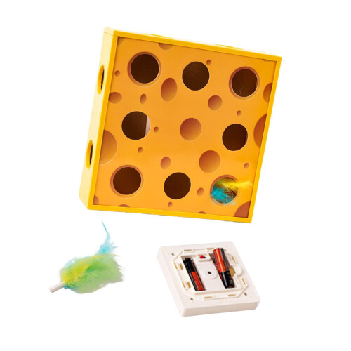 Electric Cat Interactive Toy Cheese Box Playing Lightweight Cardboard
