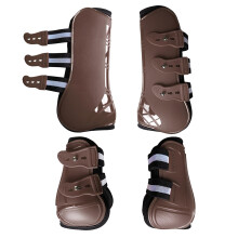 Horse Pu Shell Neoprene Lined Front/Rear Leg Boots Sets Front+Rear Bro