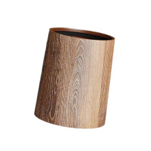 Imitation Wood Grain Trash Can Paper Basket for Living Room Laundry En