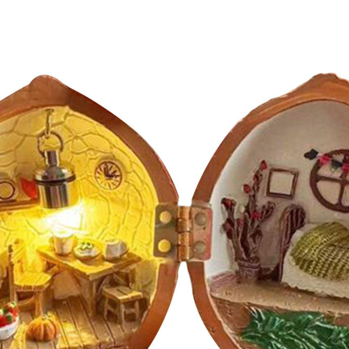 Resin Miniature Dollhouse Gift Innovative Decorative Tiny World Walnut 2