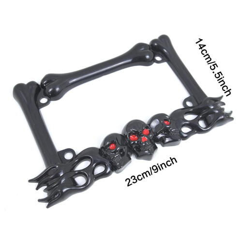 Skull Decor Motorcycle License Plate Frame Simple Assembly Accessory 2 1