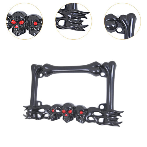 Skull Decor Motorcycle License Plate Frame Simple Assembly Accessory 2 2