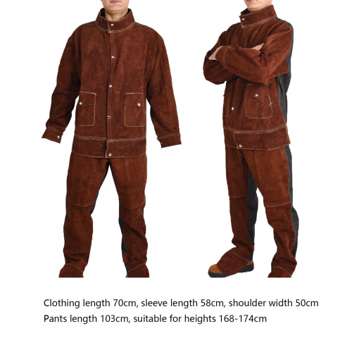 Leather Welding Jacket Pants Suit for Men Workshop Supplies Welding Cl 1