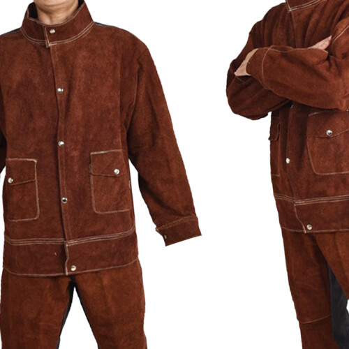 Leather Welding Jacket Pants Suit for Men Workshop Supplies Welding Cl 2
