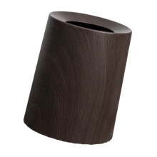 Wood Grain Trash Can Household Waste Basket for Indoor Outdoor Bathroo