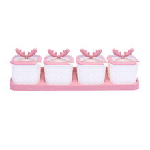 4x Seasoning Jars Sugar Bowls with Lids Set for Buffets Salt Kitchen C