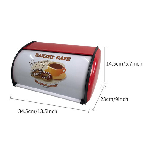 Roll Top Bread Bin Multipurpose Metal Bread Box for Kitchen Entrance C 1