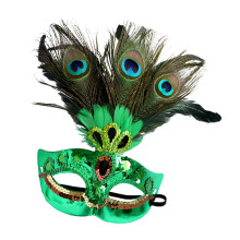 Masquerade Feather Mask Halloween Prom Shiny Rhinestone Peacock Feathe
