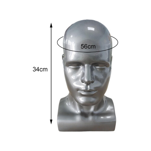 Men Mannequin Head PVC Display Stand Accessory for Salon Display gloss 1