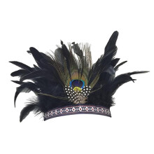Feather Headdress Indian Hat Headband for Burlesque Carnival Costume C
