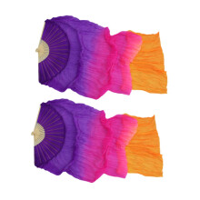 2Pcs Belly Dance Fan Veils 1.8M Dance Props Long Folding Fans for Wome