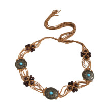 Flax Rope Belt with Knots and Inlays for Daily Life Anniversaries Grad