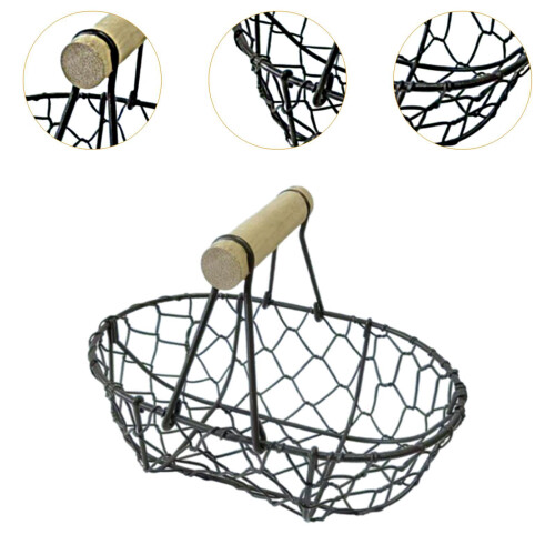 Wire Egg Basket Retro Rustic Iron Storage Basket for Farmhouse Tableto 2