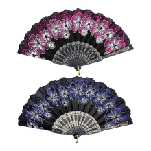 2x Folding Hand Fan Handmade Elegant Handheld Fan for Women Costume We