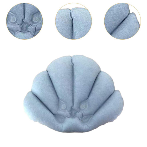 Inflatable Bath Pillow Nonslip Waterproof Shell Shaped for Bathroom Ho 2