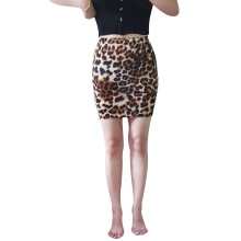 (L, Leopard) Women Sexy Bodycon Pencil Skirt, Leopard Print High Waist Mini Party Wear Short Dress