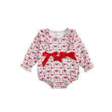 (0-3 Months, Multicolor) Vianočný ležérny overal pre dievčatká s dlhým rukávom, okrúhlym výstrihom a potlačou Santa Clausa