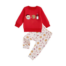(3-6 Months, Red) 2-delige kerstoutfit voor elastische taille.