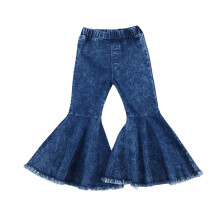 (5-6 Years, Blue) Toddler Baby Girl Flared Jeans, Blue Bell-bottom High-waist Basic Denim Pants Spring Fall Outfit for 2-7 Years Old