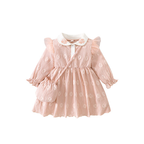 (2-3 Years, Pink) Παιδικό Φθινοπωρινό Φόρεμα 2 Τεμάχια