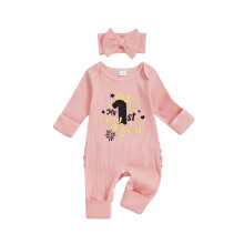 (0-3 Months, Pink) Baby-Mädchen-Strampler mit Neujahrsmotiv, langen Ärmeln, Rundhalsausschnitt und Stirnband