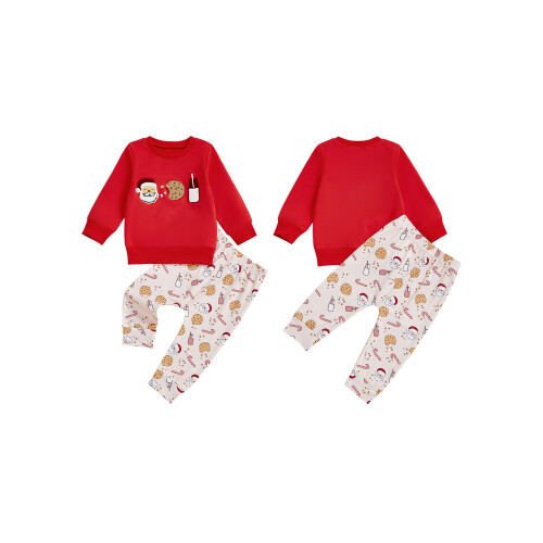 (3-6 Months, Red) 2dílná vánoční sada elastickými kalhotami. 1