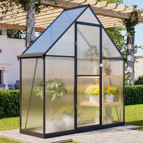 Birchtree BIRCHTREE 6X2FT Polycarbonate Greenhouse Dark Grey 1