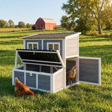 PawHut Wooden Chicken Coop w/ Nesting Box for 4-6 Chickens, 100 x 86 x 100cm