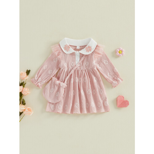 (6-9 Months, Pink) Παιδικό Φθινοπωρινό Φόρεμα 2 Τεμάχια 2
